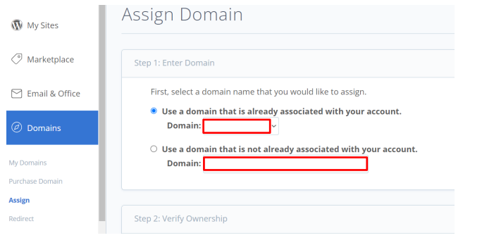 Assign domain (connect domain with hosting)