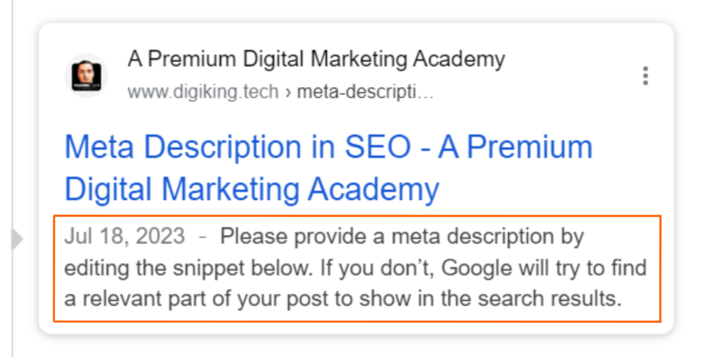 meta description in SEO by digiking.tech