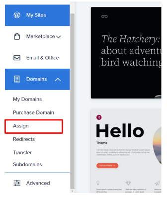 select domain then select assign